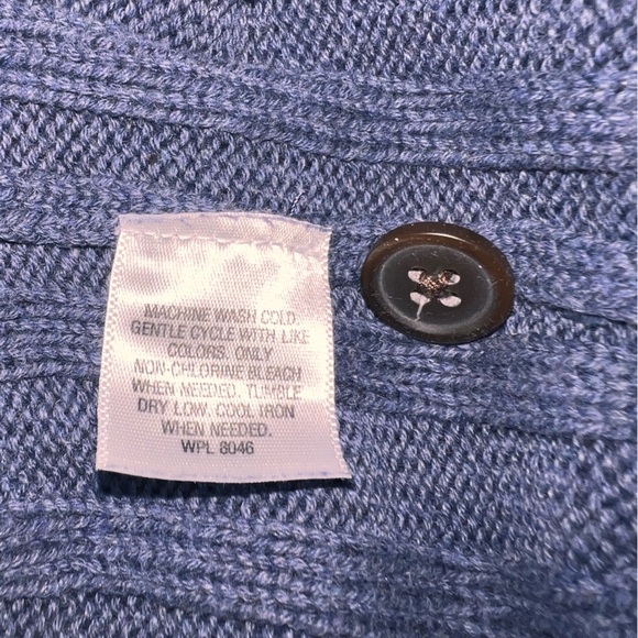 Tasso Elba Size L Sweater Blue Mock Neck Cotton Cable-Knit Long Sleeve - Picture 4 of 4